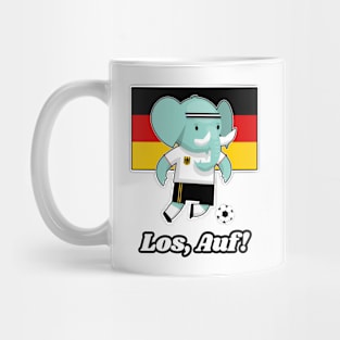 ⚽ German Flag, Cute Elephant, "Los, Auf!" Germany Football Mug